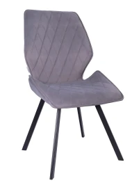 DC231 Стул мягкий поворотный 180, СЕРЫЙ#M420-16 велюр, каркас металл, черный КВАДРАТ