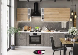 Кухня Бетон 2,9 темный бетон/дуб сонома