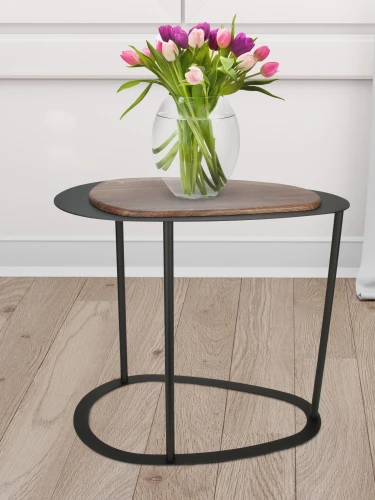 Стол журнальный МеталлАрт М024 коричневый дуб/черный