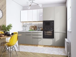 Кухня прямая модульная Фьюжн-07 Angel/Silky Grey Angel/Silky Grey 2140*2700*600