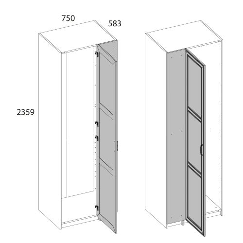 Серия модульных шкафов, Шкаф угловой 75/56. Цвет БЕЛЫЙ / ОРЕХ ЭЛИЯ СВЕТЛЫЙ