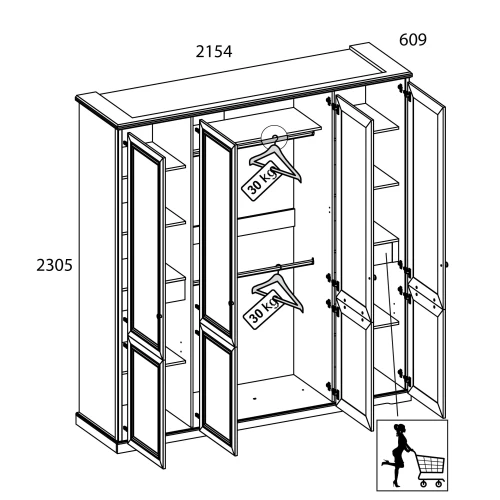 TOSCANA NEW, Шкаф 4DG. Цвет ПЕРСИДСКИЙ ЖЕМЧУГ/КАНЬОН