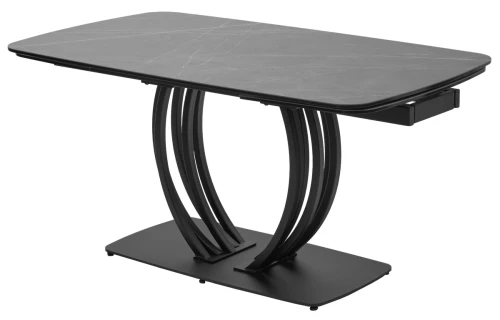 Стол MATERA 160 KL-136 Серый мрамор матовый, итальянская керамика/ черный каркас, ®DISAUR