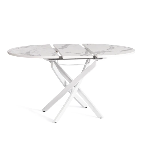 Стол MANZANA ЛДСП/HPL/металл, 100 х 100+30 х 75 см, Мрамор светлый/белый