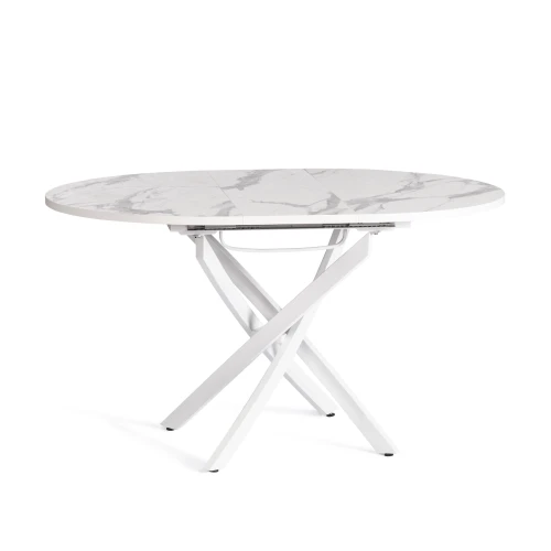 Стол MANZANA ЛДСП/HPL/металл, 100 х 100+30 х 75 см, Мрамор светлый/белый