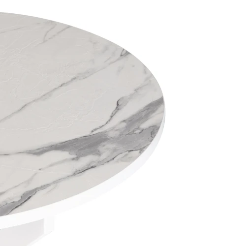 Стол MANZANA ЛДСП/HPL/металл, 100 х 100+30 х 75 см, Мрамор светлый/белый
