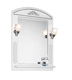 Зеркало Кармен 65, патина серебро, белое, со светильником