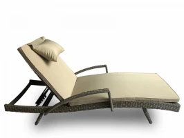 Шезлонг  из ротанга с подлокотниками и подушкой «MARA с подлокотниками»  -  Dark Brown