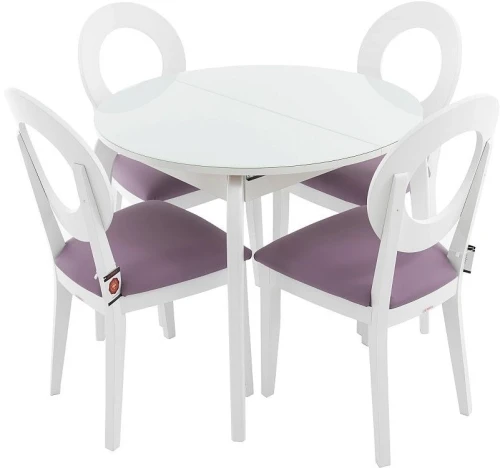 Стол «Ривьера» круг стекло белый, каркас белый