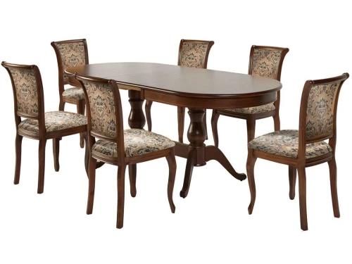 Обеденная группа (Стол Фабрицио-2 овал и 6 стульев Кабриоль), орех темный