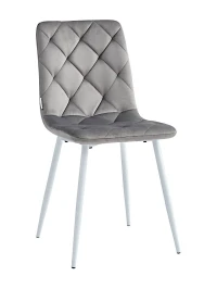 DC210 Стул мягкий, АНТРАЦИТ#G62-15 велюр, каркас металл белый КРУГЛЫЙ