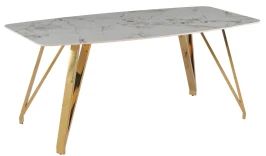 Стол обеденный Соар-2 F-1690,160х90х76 см, серо-золотая керамика/золото