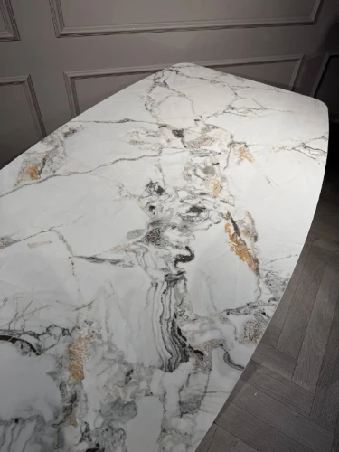 Стол обеденный Соар-2 F-1690,160х90х76 см, серо-золотая керамика/золото