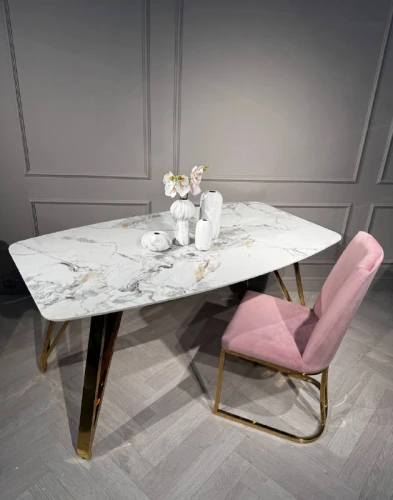 Стол обеденный Соар-2 F-1690,160х90х76 см, серо-золотая керамика/золото