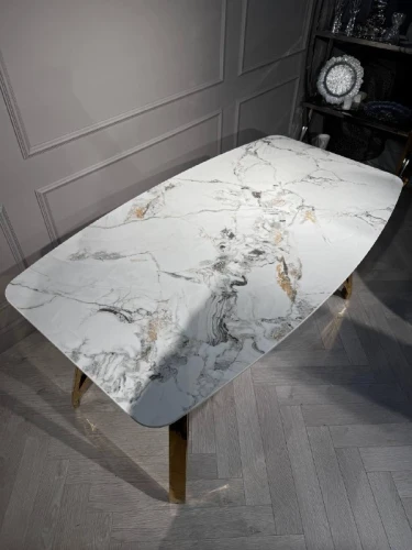 Стол обеденный Соар-2 F-1690,160х90х76 см, серо-золотая керамика/золото