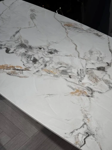 Стол обеденный Соар-2 F-1690,160х90х76 см, серо-золотая керамика/золото