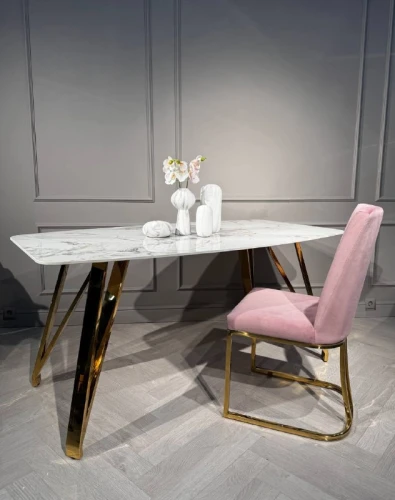 Стол обеденный Соар-2 F-1690,160х90х76 см, серо-золотая керамика/золото