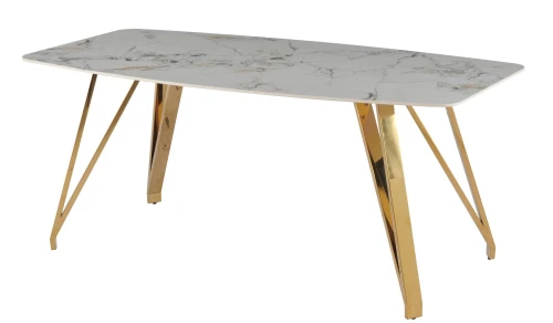 Стол обеденный Соар-2 F-1690,160х90х76 см, серо-золотая керамика/золото