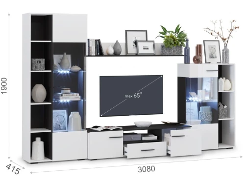 Стенка «Невада», Морское дерево/белый глянец