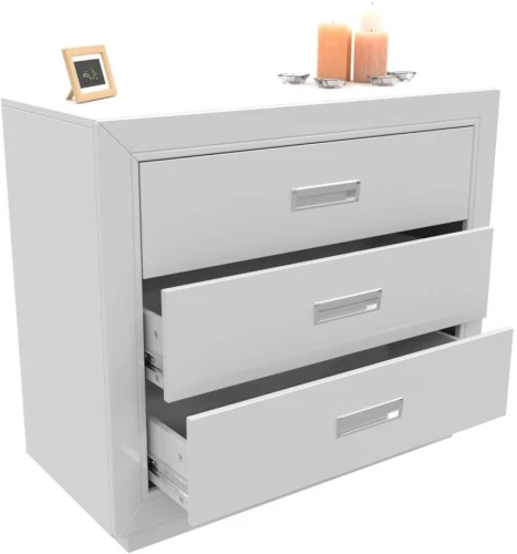 Комод «Эстель 3Я» КМК 0738.10-01, Белый/ Белый глянец