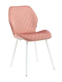 DC828 Стул мягкий, ПЫЛЬНО-РОЗОВЫЙ#G62-23 велюр, каркас металл белый КРУГЛЫЙ