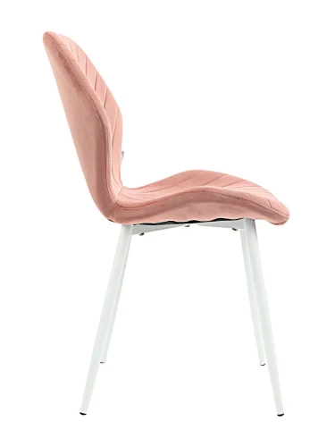 DC828 Стул мягкий, ПЫЛЬНО-РОЗОВЫЙ#G62-23 велюр, каркас металл белый КРУГЛЫЙ