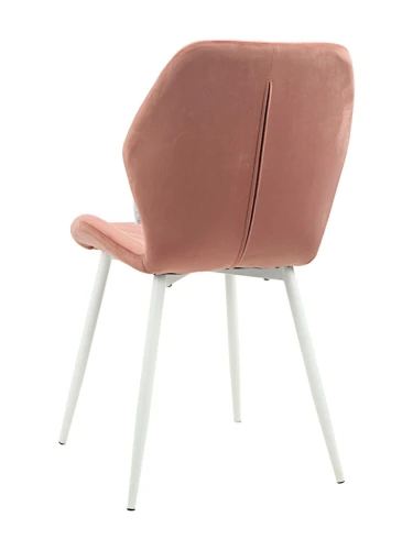 DC828 Стул мягкий, ПЫЛЬНО-РОЗОВЫЙ#G62-23 велюр, каркас металл белый КРУГЛЫЙ