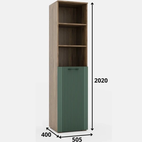 Шкаф «Монреаль» 1Д КМК 0986.2, дуб канзас/зеленый матовый