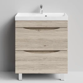 Тумба Лайт 70 напольный, Дубослив ореховый светлый ПВХ 3445 Vodok с раковиной в комплекте