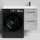 Тумба Смайл 100 подвесной, под стиральную машину, правая, Горный камень ПВХ 57807 Vodok с раковиной в комплекте