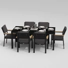 Обеденная группа CANA  BONTA  каркас карбон / стол стекло 180 / ткань антрацит