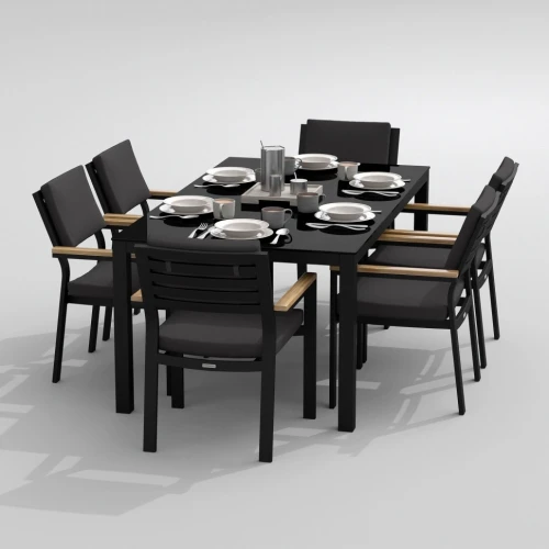 Обеденная группа CANA  BONTA  каркас карбон / стол стекло 180 / ткань антрацит