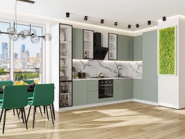 Кухонный гарнитур Квадро-04 Аквамарин-Белый