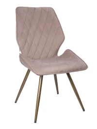 DC233 Стул мягкий поворотный 360, СЕРО-БЕЖЕВЫЙ#M420-05 велюр, каркас металл, бронза КРУГЛЫЙ