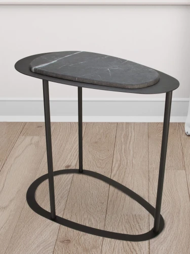 Стол журнальный МеталлАрт М024 черный мрамор/черный