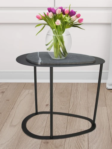 Стол журнальный МеталлАрт М024 черный мрамор/черный