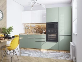 Кухня прямая модульная Фьюжн-07 Angel/Silky Mint Angel/Silky Mint 2140*2700*600
