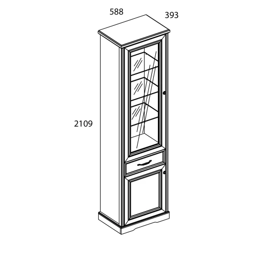 TOSCANA NEW, Шкаф с витриной 1V1D1S. Цвет ПЕРСИДСКИЙ ЖЕМЧУГ/КАНЬОН