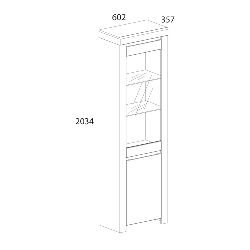 Шкаф с витриной  1V1D, TAURUS, цвет белый\дуб вотан