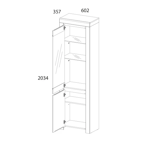 Шкаф с витриной  1V1D, TAURUS, цвет белый\дуб вотан