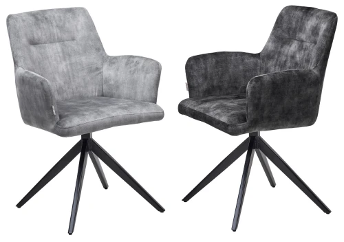 Стул DANTE 360 град.поворот UF912-06В античный серый, велюр без "пальчиковый"/черный, ®DISAUR
