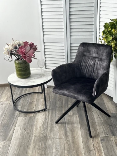 Стул DANTE 360 град.поворот UF912-06В античный серый, велюр без "пальчиковый"/черный, ®DISAUR