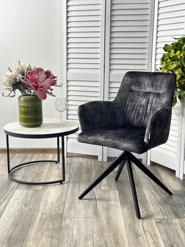 Стул DANTE 360 град.поворот UF912-06В античный серый, велюр без "пальчиковый"/черный, ®DISAUR