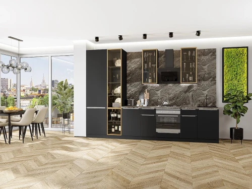 Кухонный гарнитур Фьюжн-08 Stormy Silk Graphite