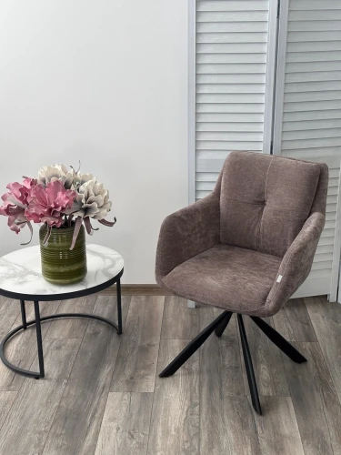 Стул ФЕДЕРИКО ДАНС 180 град. поворотный, NORDIC 35 Серо-коричневый / Черный каркас, M-City