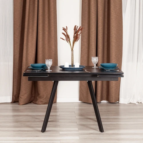 Стол VIGO ЛДСП/HPL/металл,  120 x 80 x 30 х 30 х 75 см, Мрамор чёрный/чёрный