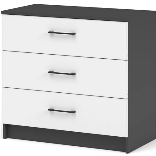 Комод «Чикаго» 3ящ Антрацит/Белый