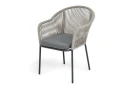 "Лион" стул плетеный из роупа, каркас из стали темно-серый (RAL7024) муар, роуп серый меланж круглый, ткань серая 017
