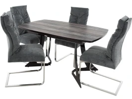 Обеденная группа (Стол Милан ПМ и 4 стула Лофт), серый