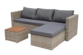 Набор мебели Окланд  арт.GS003 светло-серый, серый 1 уп. (стол поливуд+2 дивана ротанг светло-серый, подушки серые) "Garden story"